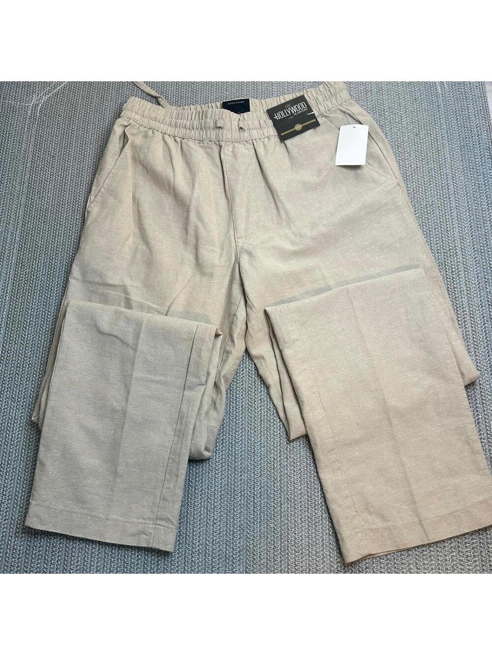Hollywood The Jean People Beige Elastic Waist Pants Size Small